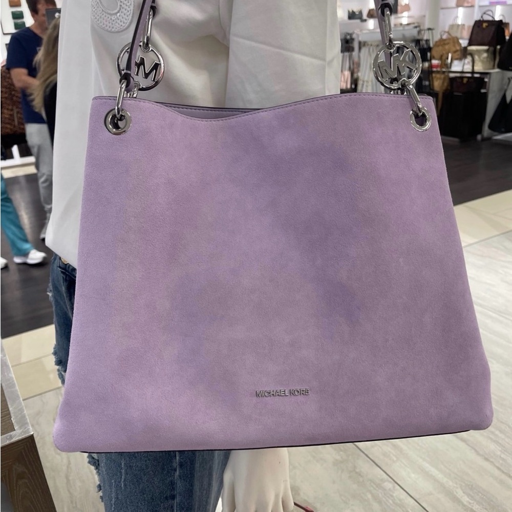 MICHAEL KORS Christina Large Suede Shoulder Bag
Light Quartz 
NWT - Picture 10 of 12
